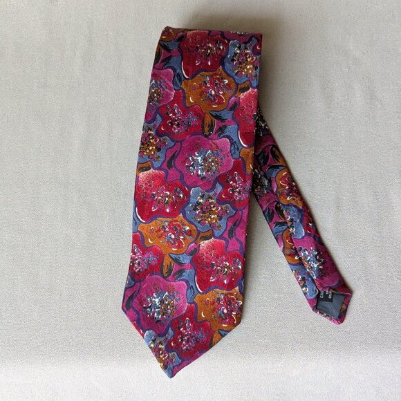 ALFANI 100% Silk  Abstract Floral Tie - Picture 1 of 6